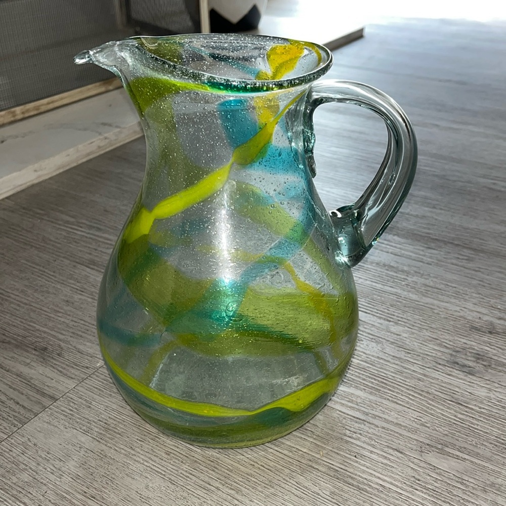 Anthropologie blown glass margarita pitcher